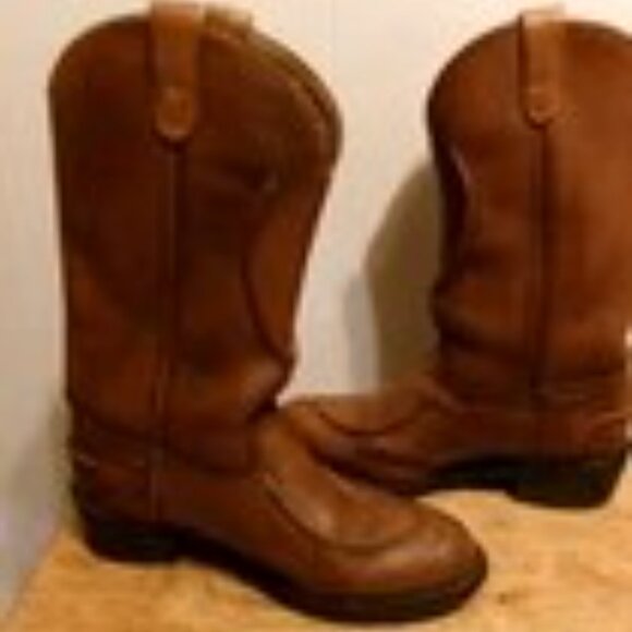 Vintage Double H Horseshoe Cowboy Work Boots 9 D USA Made Soft Toe